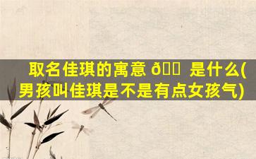 取名佳琪的寓意 🐠 是什么(男孩叫佳琪是不是有点女孩气)